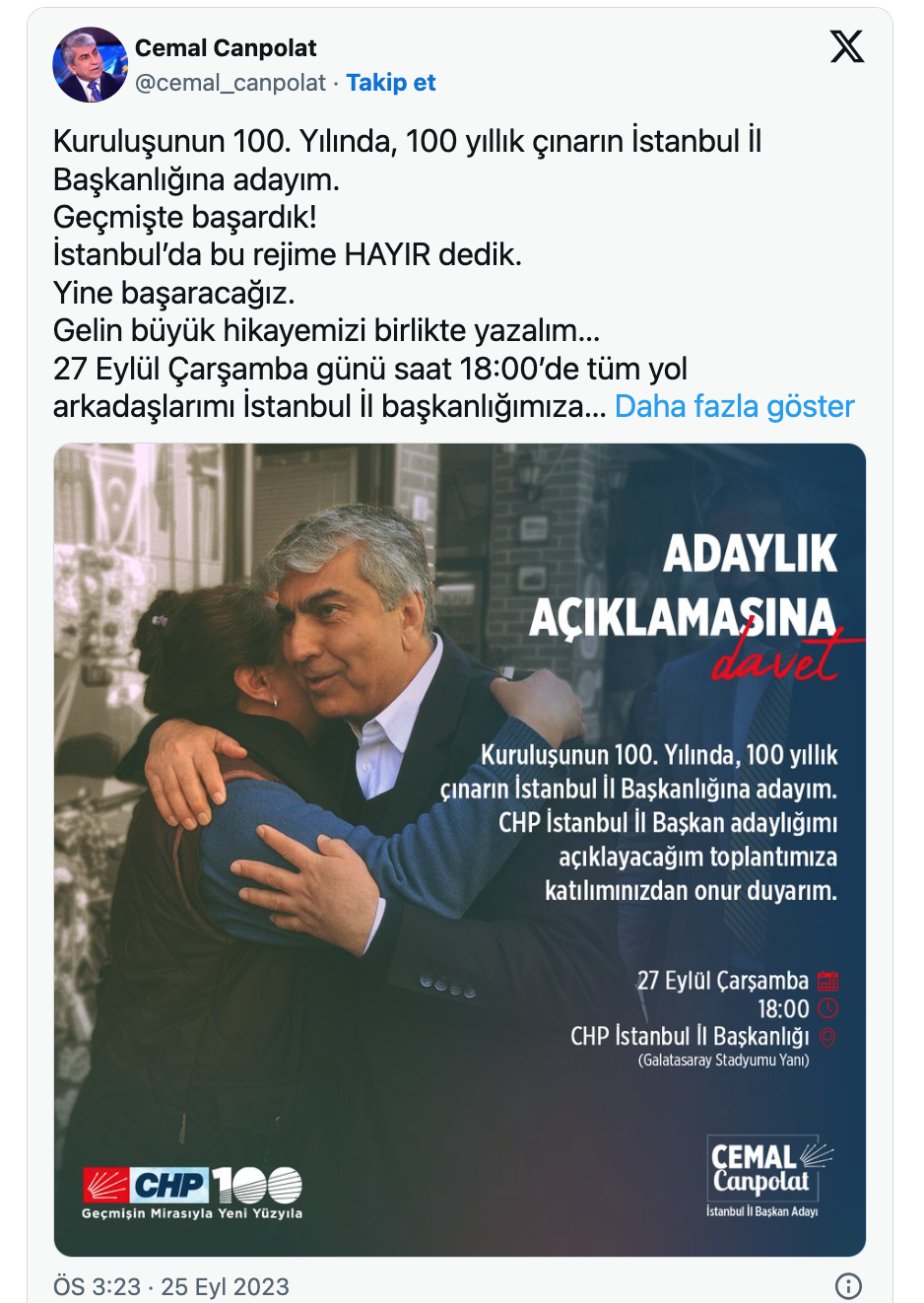 cemal canpolat chp istanbul il baskanligi icin adayligini acikladi